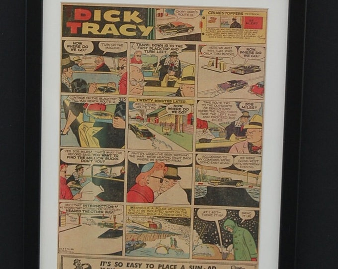 Dick Tracy Original Comic Mounted Framed Perfect Birthday Christmas Gift by Chester Gould 23rd Feburary 1956