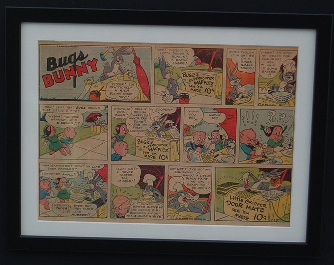 Bugs Bunny  Mounted Framed Perfect Birthday Christmas Gift by Warner Brothers Dated 8th April 1945