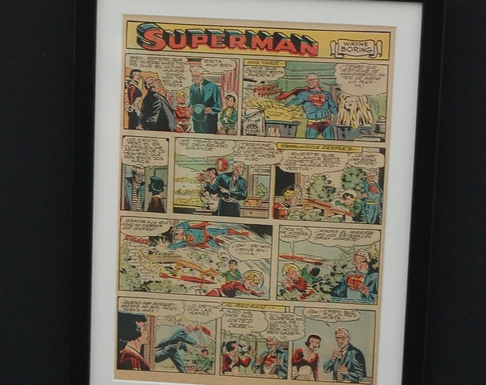 Superman Original Comic in Spanish Mounted Framed Perfect Birthday Christmas Gift by Wayne Boring 1955