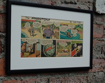 The Phantom. Original Comic Framed. Perfect Birthday, Christmas Gift. by Lee Falk  Fictional African country of Bangalla. Rare Vintage gift