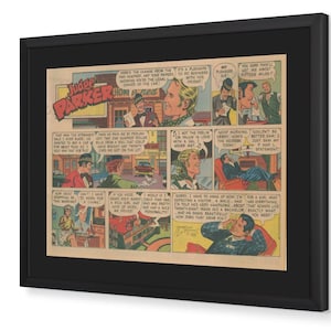 Può includere: Una striscia di fumetti vintage incorniciata intitolata "Judge Parker Home". Il fumetto presenta pannelli con illustrazioni e fumetti. La cornice è nera e la striscia di fumetti ha un aspetto ingiallito e invecchiato.