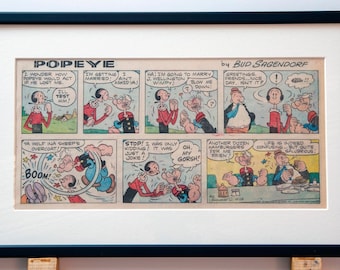 Popeye Original Comic framed. Olive Oil . J. Wellington Wimpy. Swee&#39;Pea . Elzie Crisler Segar. Bud Sagendorf . Brutus. 18 December 1976
