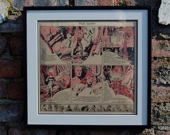 Flash Gordon. Original Comic Framed.  Birthday, Christmas Gift by Alex Raymond. Comics are Vintage, 1940&#39;s Period Very rare. Mac Raboy