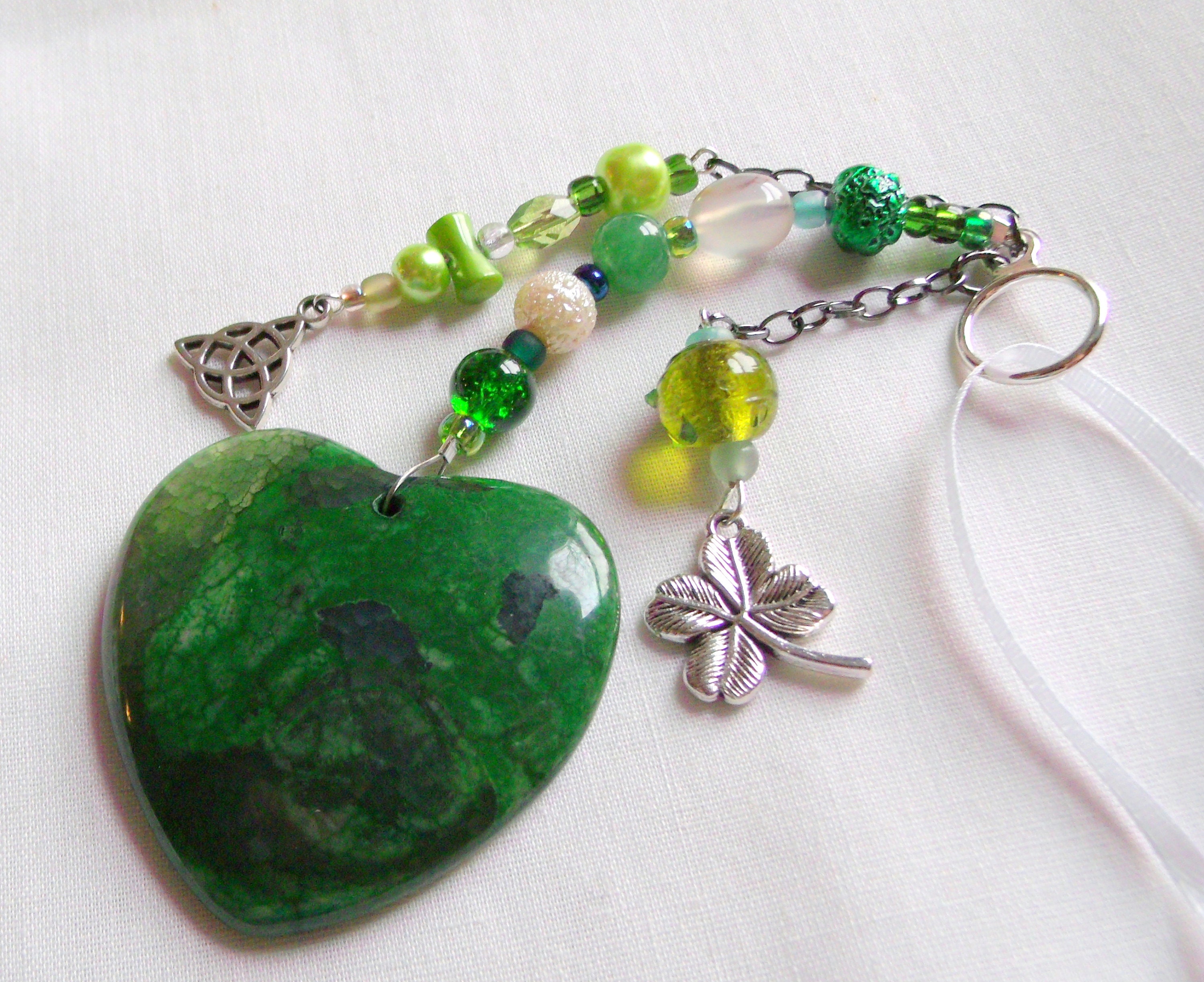 St Patrick S Day Home Decor Green Gem Heart Celtic Knot Charm