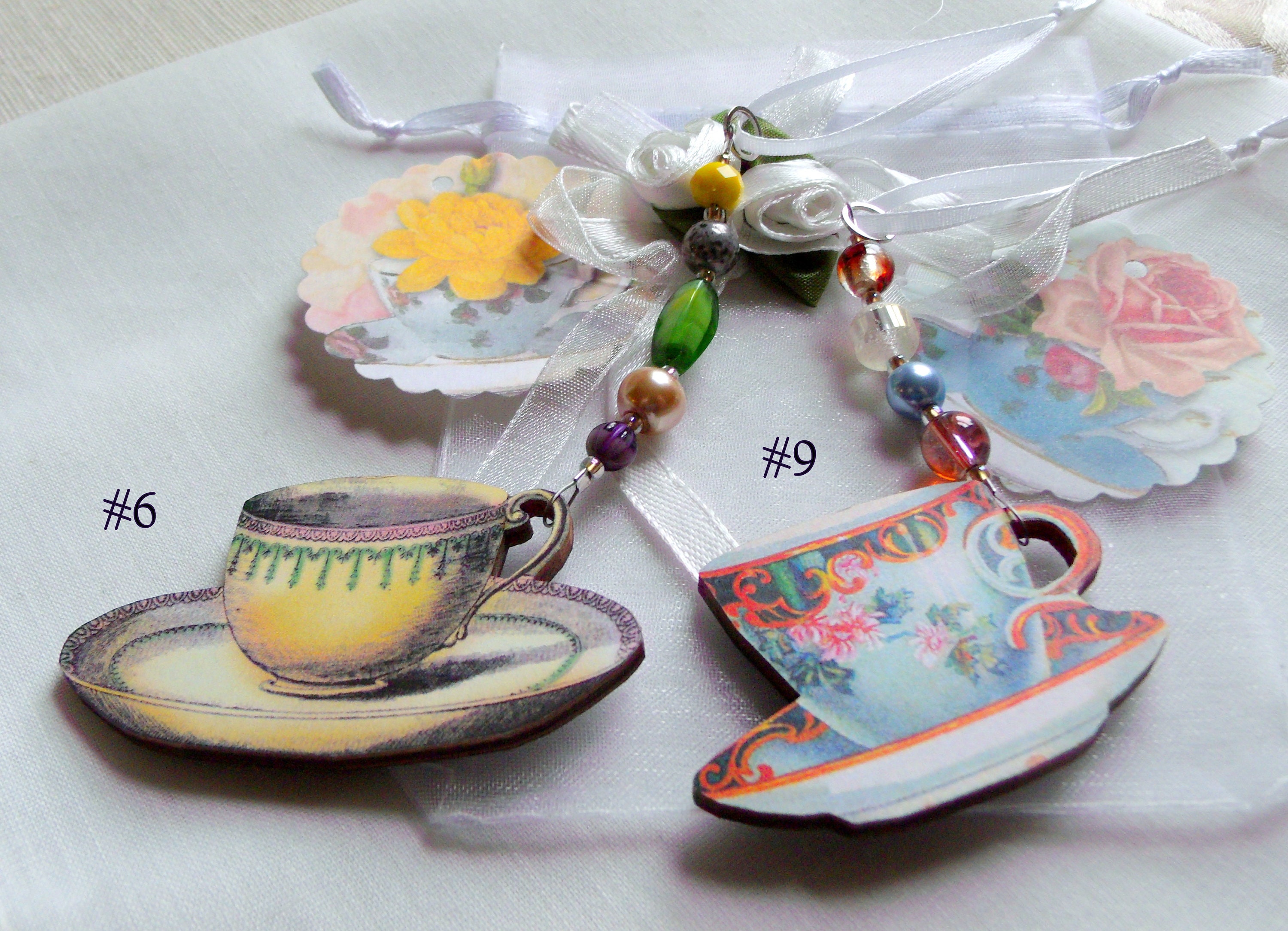 Tea cup gift table ornaments English high tea garden Etsy