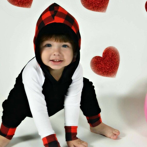 red hooded romper