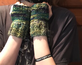 SALE: Greens & Blues Fingerless Gloves