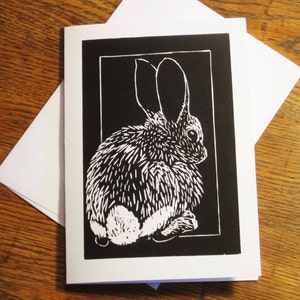Note Card, Woodcut Cottontail Lapin
