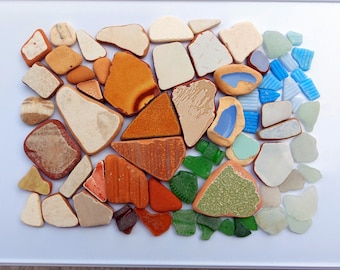 Coastal Bliss: 50+ Pcs Genuine Sea Mix, Terracotta Ceramics, Glass, Stones - Exquisite Collectibles from Croatian Shores