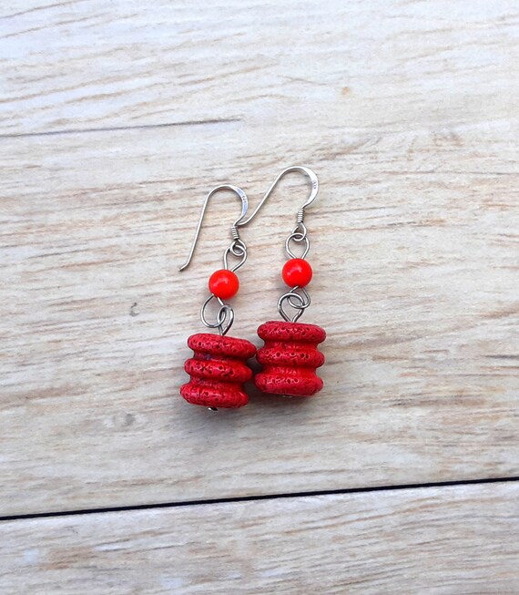caramel swirl design Christmas gift boho chic perfect gift Most popular earrings red coral and mookaite jasper earrings Birthday gift