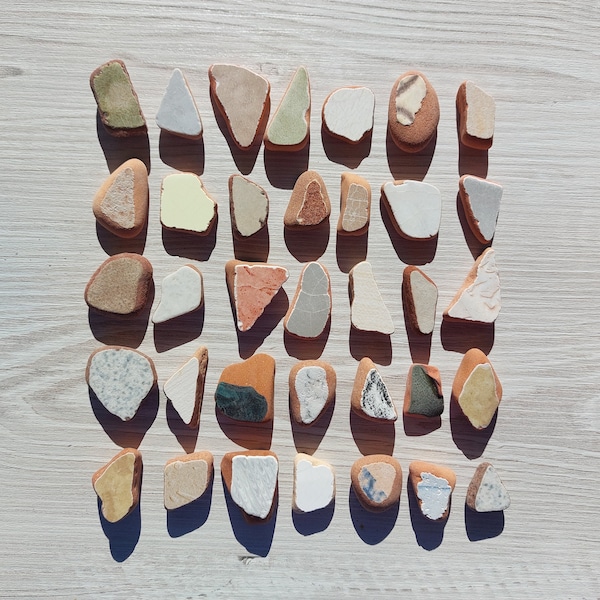 Genuine Adriatic Sea Pottery Shards - Perfect for Art, Crafts, and Jewelry Making! 35 Pcs of Exquisite Beachcomber Treasures