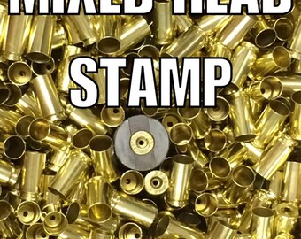 Bulk Processed Once-Fired 9mm Brass All Mixed Head Stamp. Primers have been Removed from these cases. Perfect for Jewelry and Reloading!