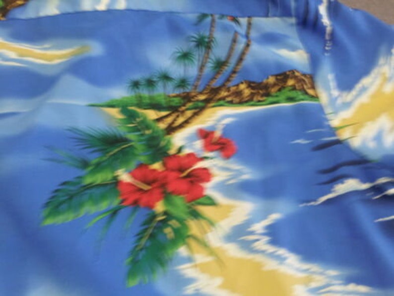 Mens Large Windsurfing Island Theme 1980s Hawaiian Shirt Maker Unknown