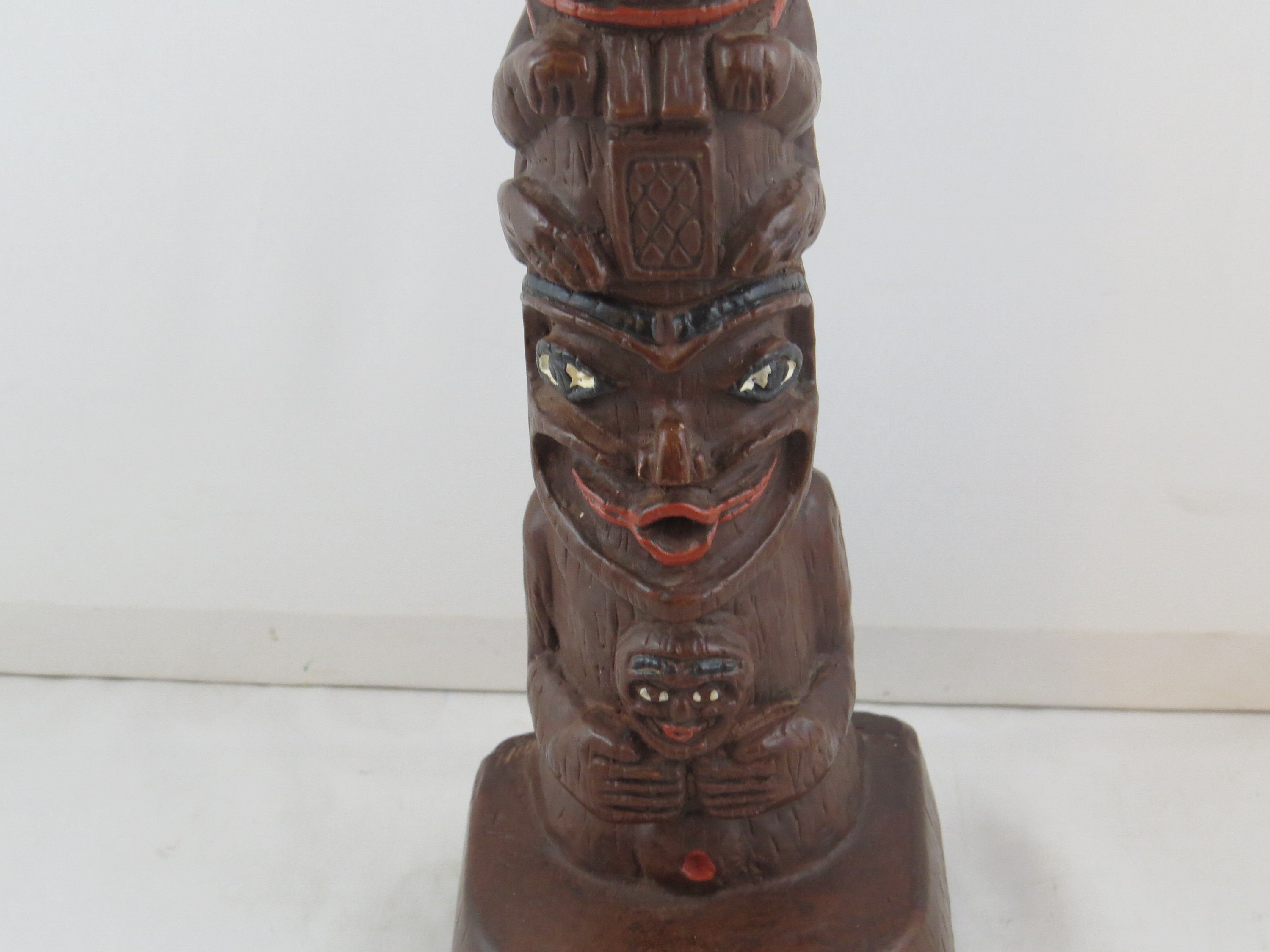 Vintage Ceramic Cast Totem Pole 12 Tall Hand Painted | Etsy