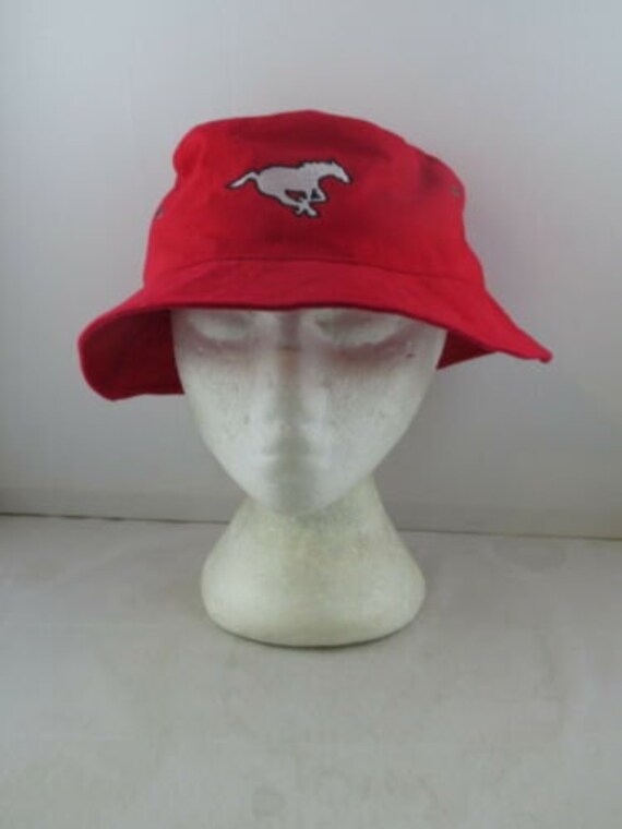 Calgary Stampeders Hat VTG Red Bucket 
