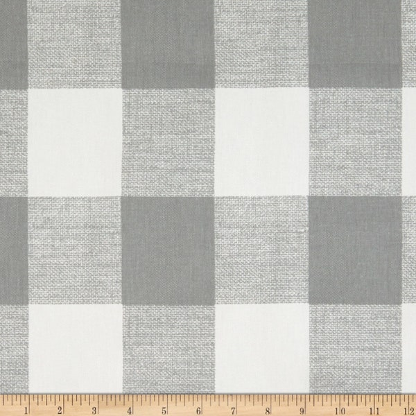 Premier Prints Fabric, Anderson Grey and White Buffalo check, Grey & White Plaid Fabric, Upholstery Check, Made in the USA