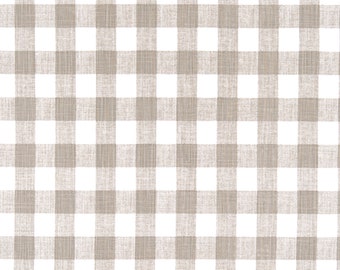 Premier Prints Buffalo Plaid Ecru Slub Canvas Fabric, Made in the USA
