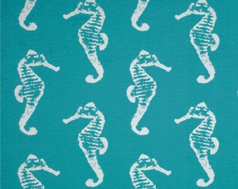 Premier Prints Fabric | Tkanina Teal | Tkanina obiciowa | Premier Ocean Sea Horse | Do wewnątrz/na zewnątrz | Tkanina cięta na wymiar | Wyprodukowano w USA