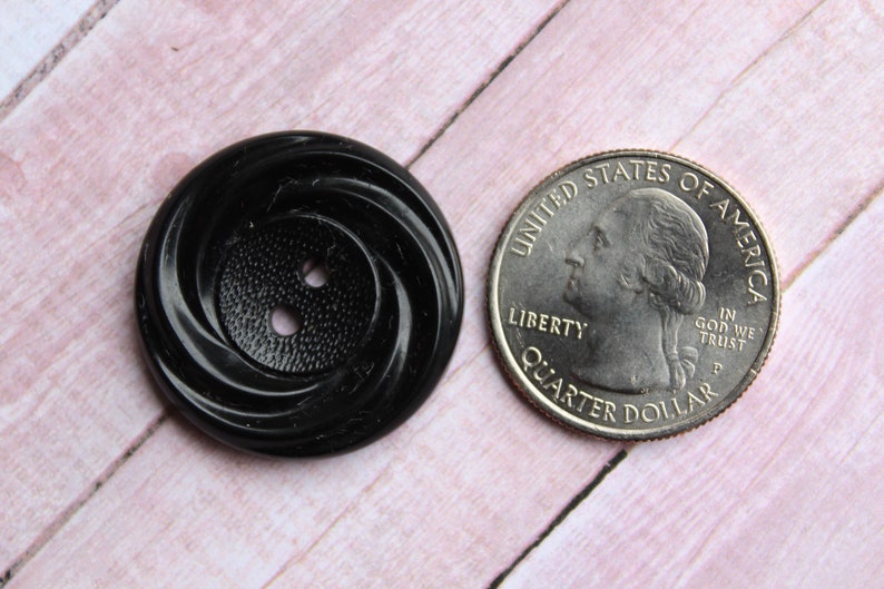 Set of 5 Vintage Black Swirl Buttons