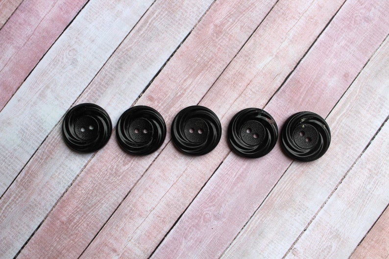 Set of 5 Vintage Black Swirl Buttons