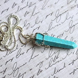Wire Wrapped Turquoise Spear Necklace
