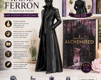 Kaine Ferron Inspired 3D Printed Figure | Alchemised Bookish Decor | Fantasy Character Figurine | Dark Academia Shelf Decor