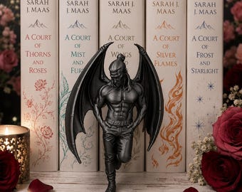 Figurine de lecteur ailé Cassian Fae ACOTAR - Insert de bibliothèque fantaisie