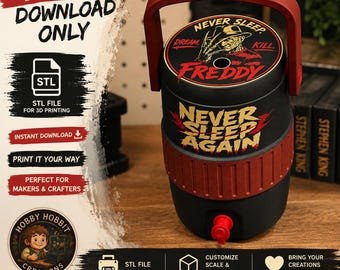Freddy Krueger Horror Water Jug Wrap STL | 3D Printbare Slasher Sleeve (Digitale Download)