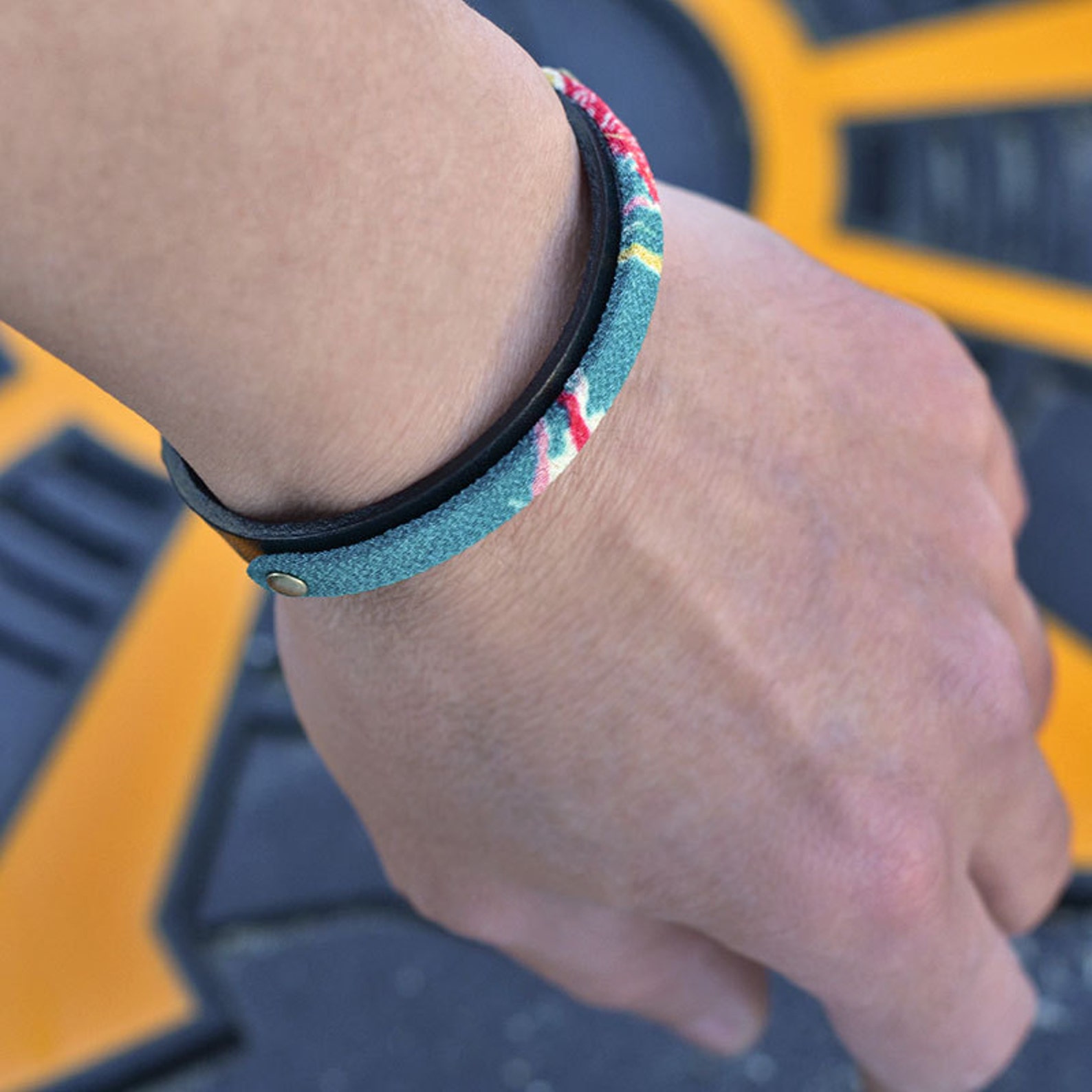 Japanese art jewelry bracelet. Mens womens kimono & black Etsy