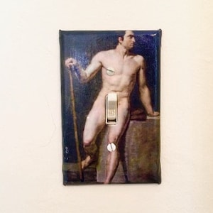 Man with Staff, The Original Fine Art Light Switch Plate Cover