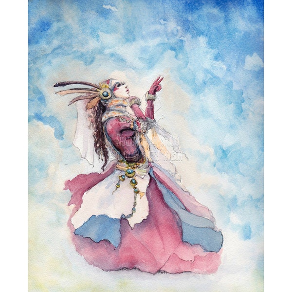 Tribal Grace Digital - aquarelle - Télécharger - imprimable - décoration d'intérieur - Art Print - Fantasy Art - danseuse