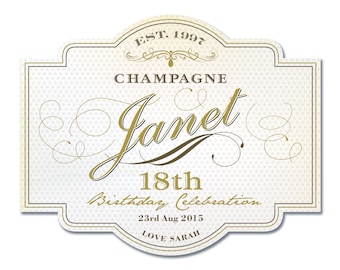 Happy Birthday Champagne Labels