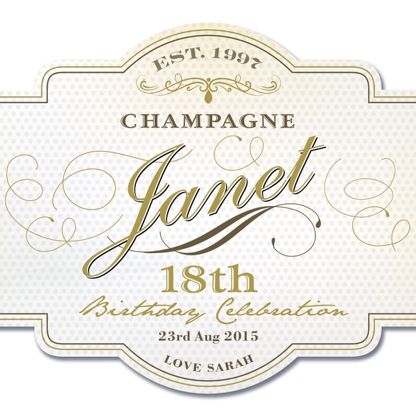 Happy Birthday Champagne Labels