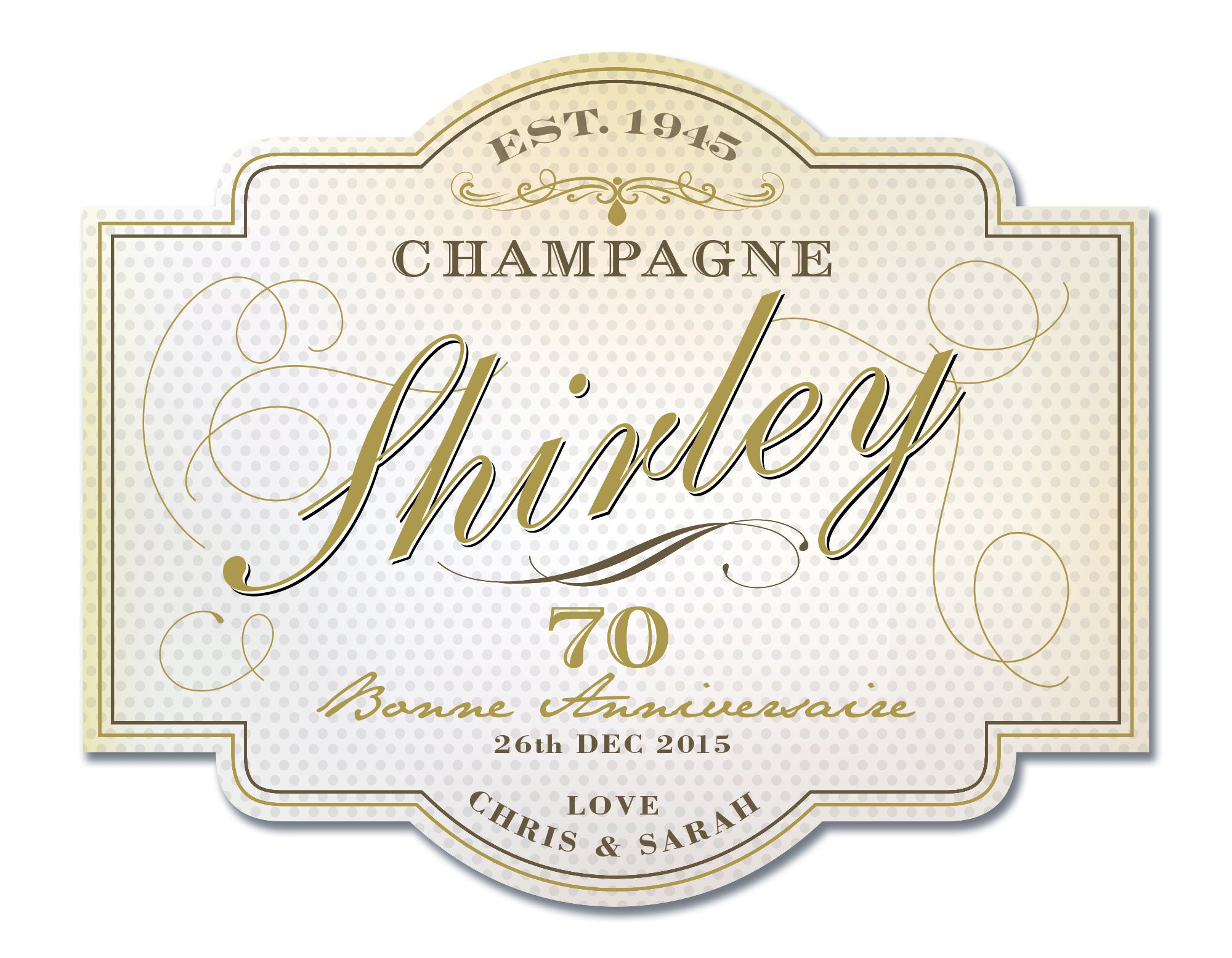 personalised champagne label etsy