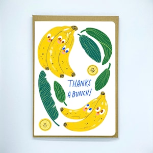 Remerciements, carte banane, carte de remerciement amusante, thème fruit de remerciement, carte de voeux fruit, carte de remerciement pour amis, enseignants