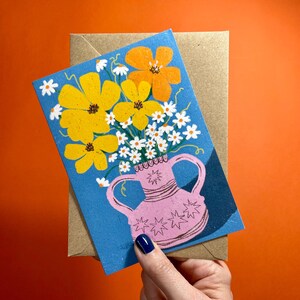 Carte fleurs de printemps, carte bouquet de fleurs, carte de correspondance floral printanier, impressions d'art floral, art mural botanique, anniversaire de filles, anniversaire floral de maman