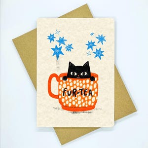 Carte d'anniversaire drôle 30e anniversaire fourrure-thé, carte de 30 ans, cadeau pour amoureux des chats, jeux de mots chat, cartes d'humour, carte 30e anniversaire drôle pour elle, carte d'anniversaire papa chat