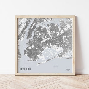 Queens Map, Minimalist Map, Wall Art, New York Gift, Travel Map, Queens Street Map, Black and White Map, Map of Queens, NYC