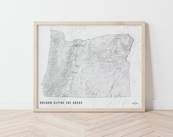 Oregon Ski Map - Anthony Lakes, Ferguson Ridge, Mt. Ashland, Mt. Bachelor, Mt. Hood, Mt. Hood Skibowl, Summit, Timberline, Willamette Pass