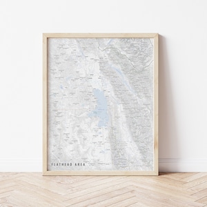Flathead Area Map - Flathead Lake, Flathead Lake art, Flathead Lake print, Map of Flathead Lake, Kalispell, Bigfork, Whitefish, Glacier
