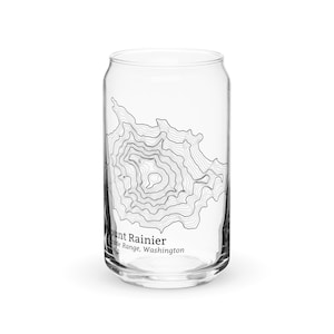 Mount Rainier Topographic Glass, Mount Rainier, Can Glass, Topographic Glass