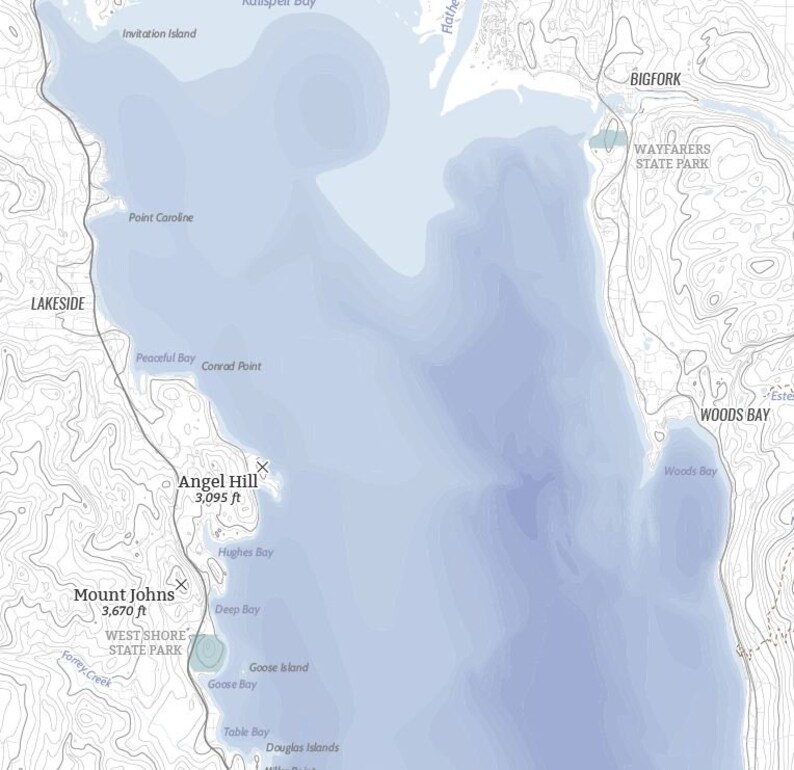 Flathead Lake Bathymetry Map Flathead Lake, Flathead Lake Art, Flathead
