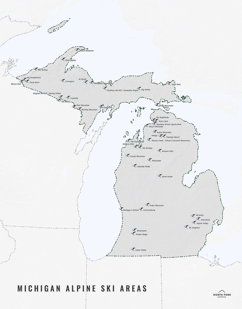 Michigan Ski Map - Boyne, the Highlands, Crystal Mountain, Mount Holly ...