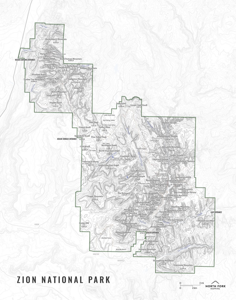 Zion National Park Map, Zion Poster, Zion Wall Art, Zion NP, the