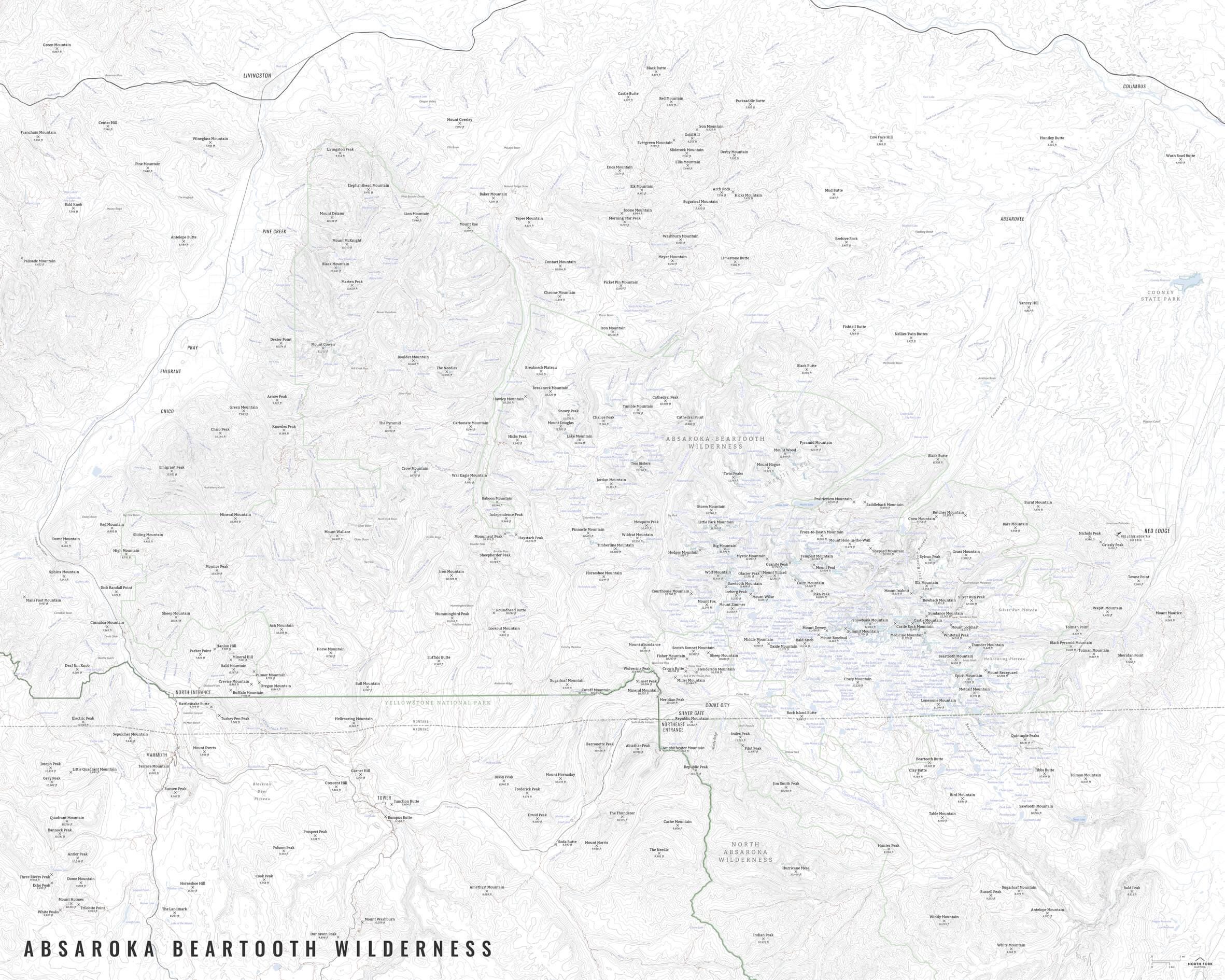 Absaroka Beartooth Wilderness Map, Absarokas, Beartooths, Beartooth ...