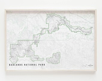 Badlands National Park Map, Badlands Poster, Badlands Wall Art, Badlands NP, Map of Badlands