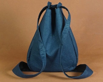 Multifunctional backpack bag, dark blue shoulder bag, vegan bag, piñatex