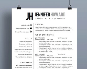 Professional Resume Template | CV + Cover Letter | Modern Resume Design | MS Word | Instant Download ("Pico")