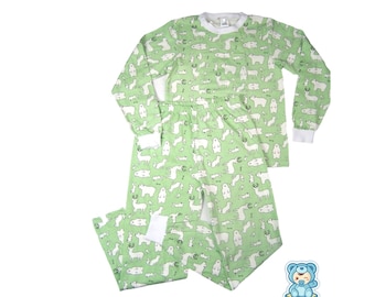 ABDL Small only slim legs POCKETS, White Baby Animals pj's adult baby