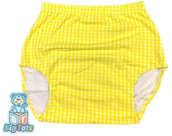 Small Only ABDL diaper cover  Yellow Gingham Baby Check diaper  pants Adult Baby